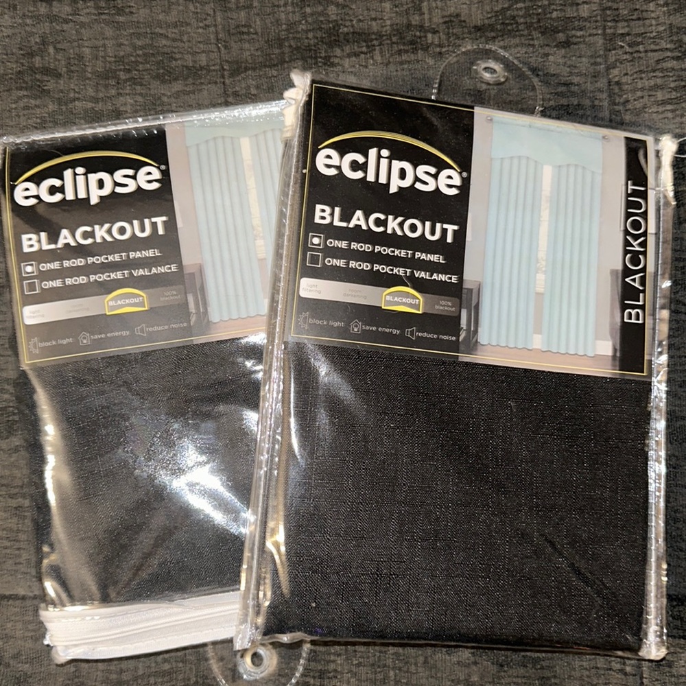 Blackout Curtains - Black - 42inc x 63inch - Sold Together - Both Packages